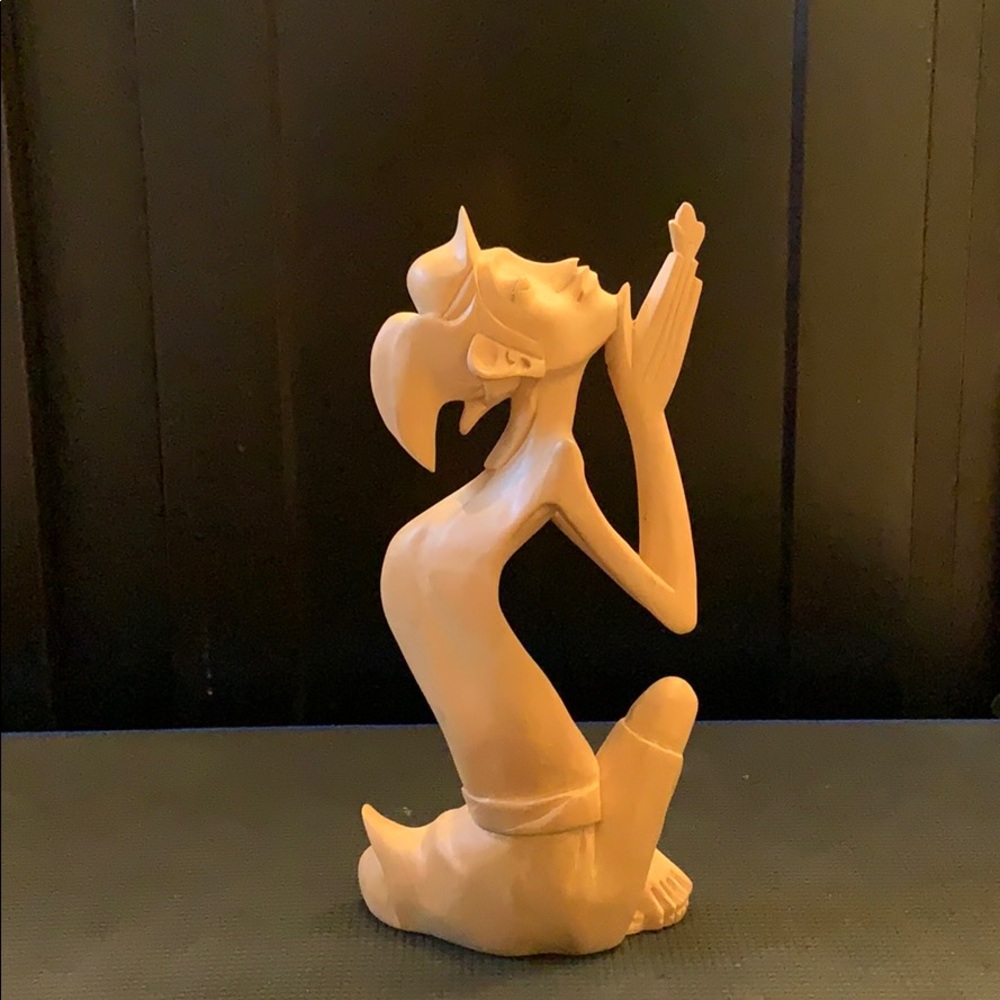 Balinese carved wooden praying figure